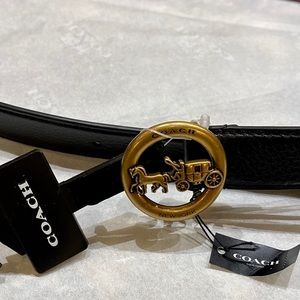 Coach Horse and Carriage Buckle Belt Black Medium
